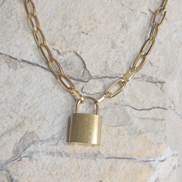 Hand Crafted Jewelry - 14 K gold stainless steel hypoallergenic paper clip chains necklace and …